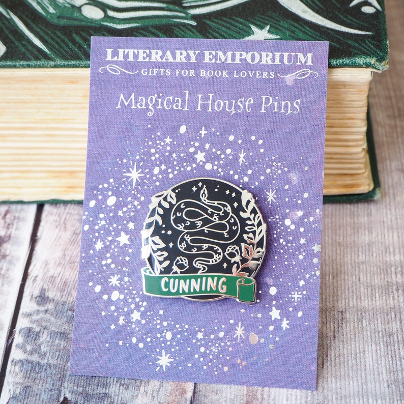 Magical House Enamel Pin Collection Book Lover Enamel Pin Badge Magic Enamel Pin Badge Cunning Snake Wizard