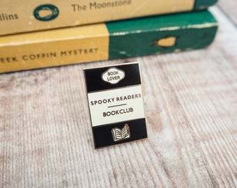Spooky Readers Bookclub Enamel Pin Badge - Book Lover Enamel Pin - Black Pin - Literary Gift - Gothic Horror Pin - Reading Enamel Pin Badge