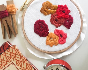 Modern Embroidery PDF Pattern and How-To Guide #bgstitchcollective PAPER POPPIES Floral Instant download Bryony Galligan