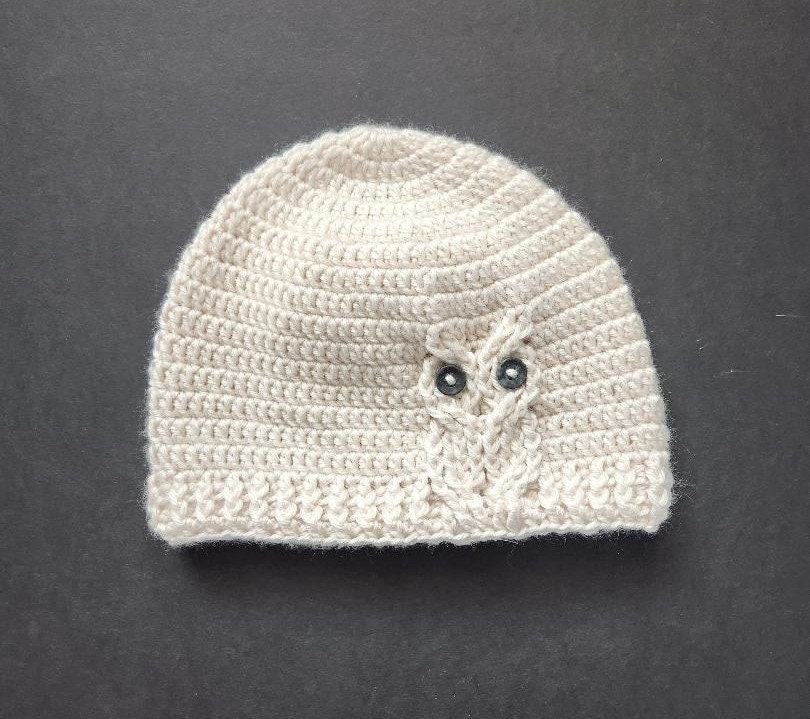 Cable Owl Hat - Cream Color