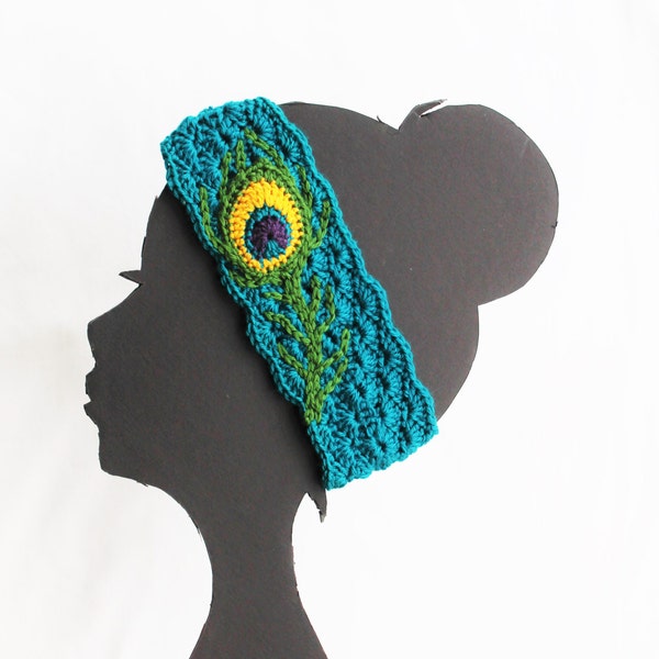 Peacock Feather Headband / Ear Warmer