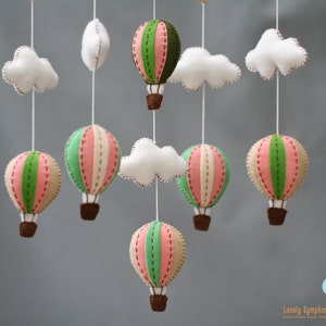 Living coral and green baby mobile, peach and mint green baby mobile