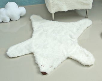 3-5 business days DELIVERY Polar bear faux fur rug, Bear Rug, Faux fur rug, Faux fur animal rug, bear shape rug, bear rug