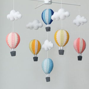 Pastel colorful hot air balloons baby mobile, baby mobile, colorful baby mobile, nursery decor
