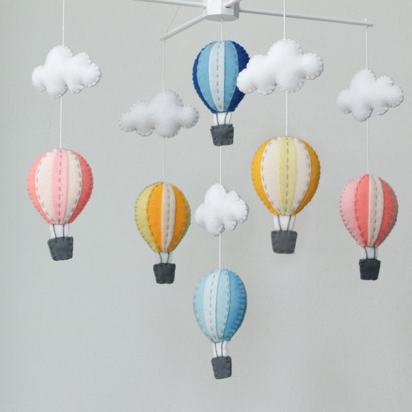 Pastel colorful hot air balloons baby mobile, baby mobile, colorful baby mobile, nursery decor