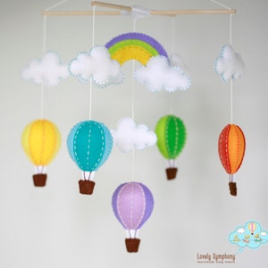 Colorful hot air balloons baby mobile, hot air balloons baby mobile, hot air balloons in the sky, up in the air image 2