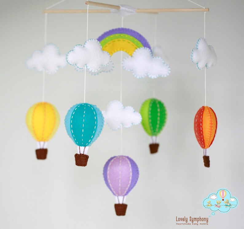 Colorful hot air balloons baby mobile, hot air balloons baby mobile, hot air balloons in the sky, up in the air image 2