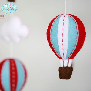 Red and blue hot air balloons baby mobile, Red and blue, hot air balloon, whimsical baby mobile image 3