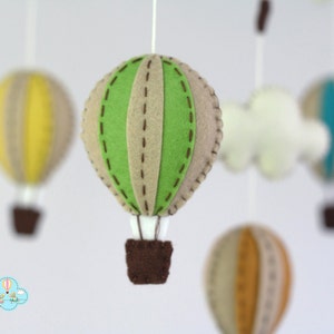 Vintage baby mobile, Muted colors baby crib mobile, vintage hot air balloons baby mobile, up in the air image 2