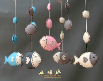 Fish Baby Mobile Ocean | Felt Sea Animals Crib Mobile | Handmade Nursery Decor | Baby Shower Gift