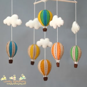 Vintage baby mobile, Muted colors baby crib mobile, vintage hot air balloons baby mobile, up in the air image 1