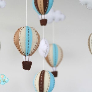 Blue and brown hot air balloons baby mobile - baby mobile