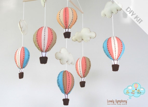 Diy Peach And Blue Baby Mobile Kit Hot Air Balloons - Diy Baby Mobile Kit Hot Air Balloon Diy Peach And Blue Baby Mobile Kit Hot Air Balloons - Diy Baby Mobile Kit Hot Air Balloon