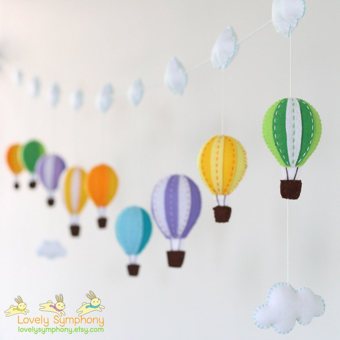 Colorful Garland 9 Hot Air Balloons Baby Garland Garland Etsy