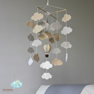 Mutual cloud bank baby mobile, clouds mobile, hot air balloons & clouds baby mobile