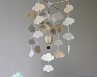 Mutual cloud bank baby mobile, clouds mobile, hot air balloons & clouds baby mobile