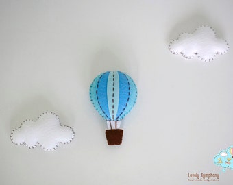 6 pieces of hot air balloons and clouds ornaments, plush toy ornaments, nursery decoration