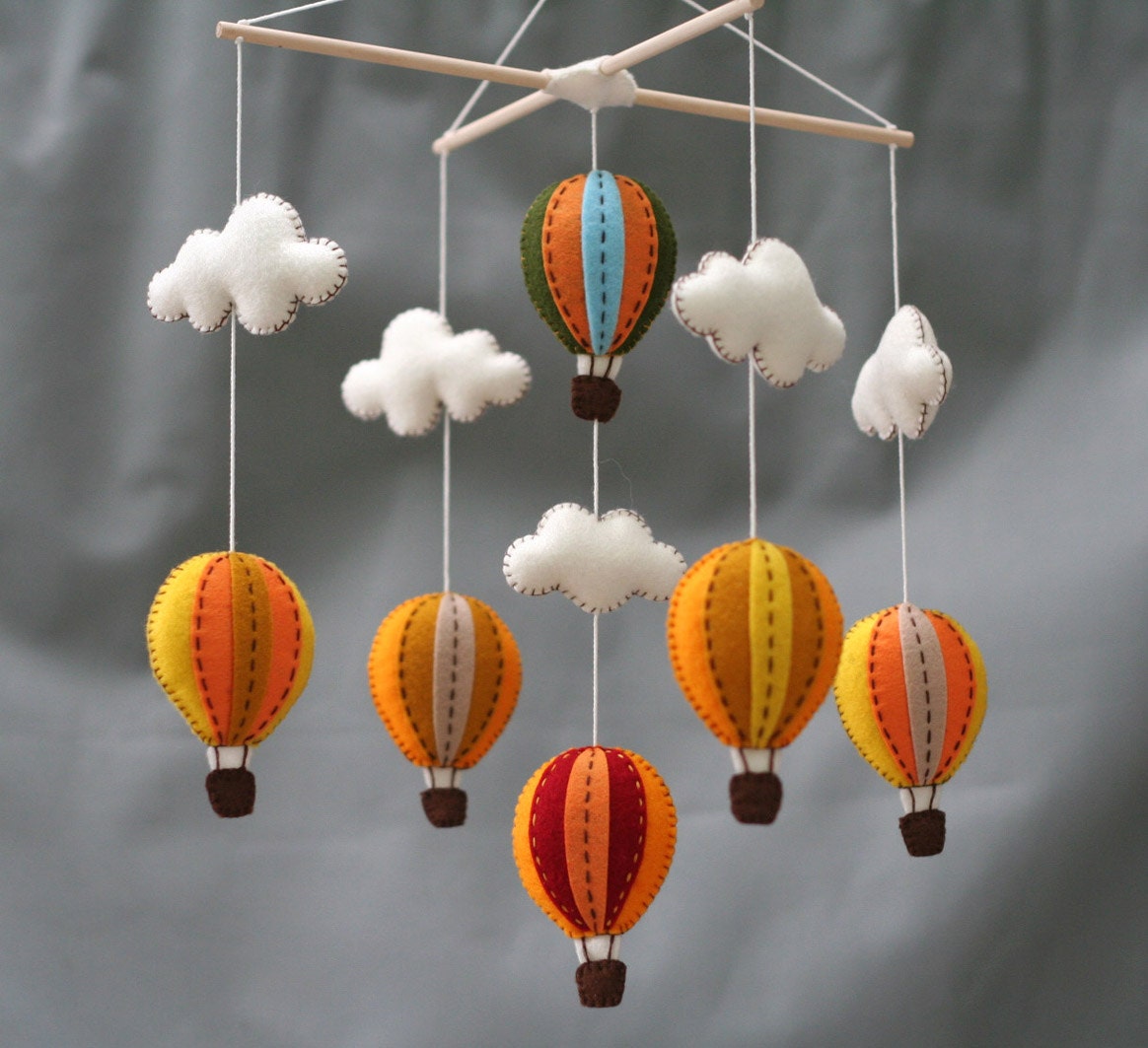 Autumn hot air balloons baby mobile Tuscany handmade baby Etsy