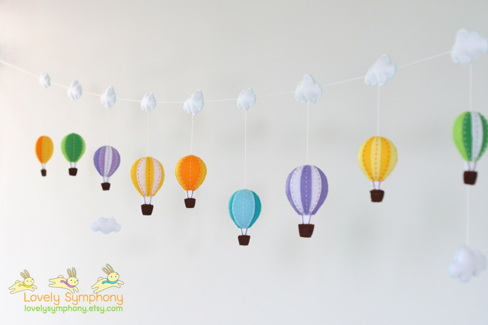 Colorful Garland 9 Hot Air Balloons Baby Garland Garland Etsy