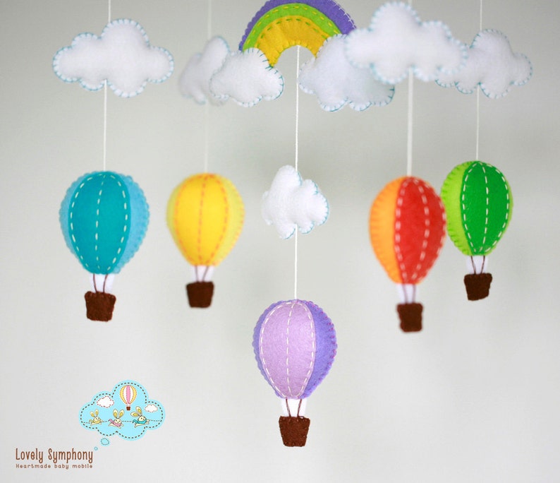 Colorful hot air balloons baby mobile, hot air balloons baby mobile, hot air balloons in the sky, up in the air image 3