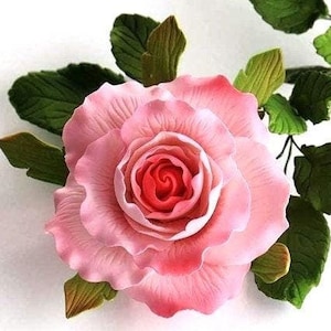 PINK DAINTY ROSE Gum Paste Spray with Leaves, Cake, Cupcakes, Cake Decorations, Gum Paste, Cake Deco Supply, Wedding Cakes, Mothers Day