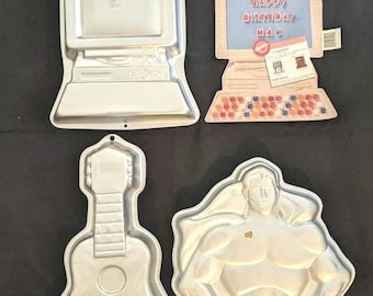 3 PRE-OWNED WILTON Vintage Birthday/Party Cake Pan Variety