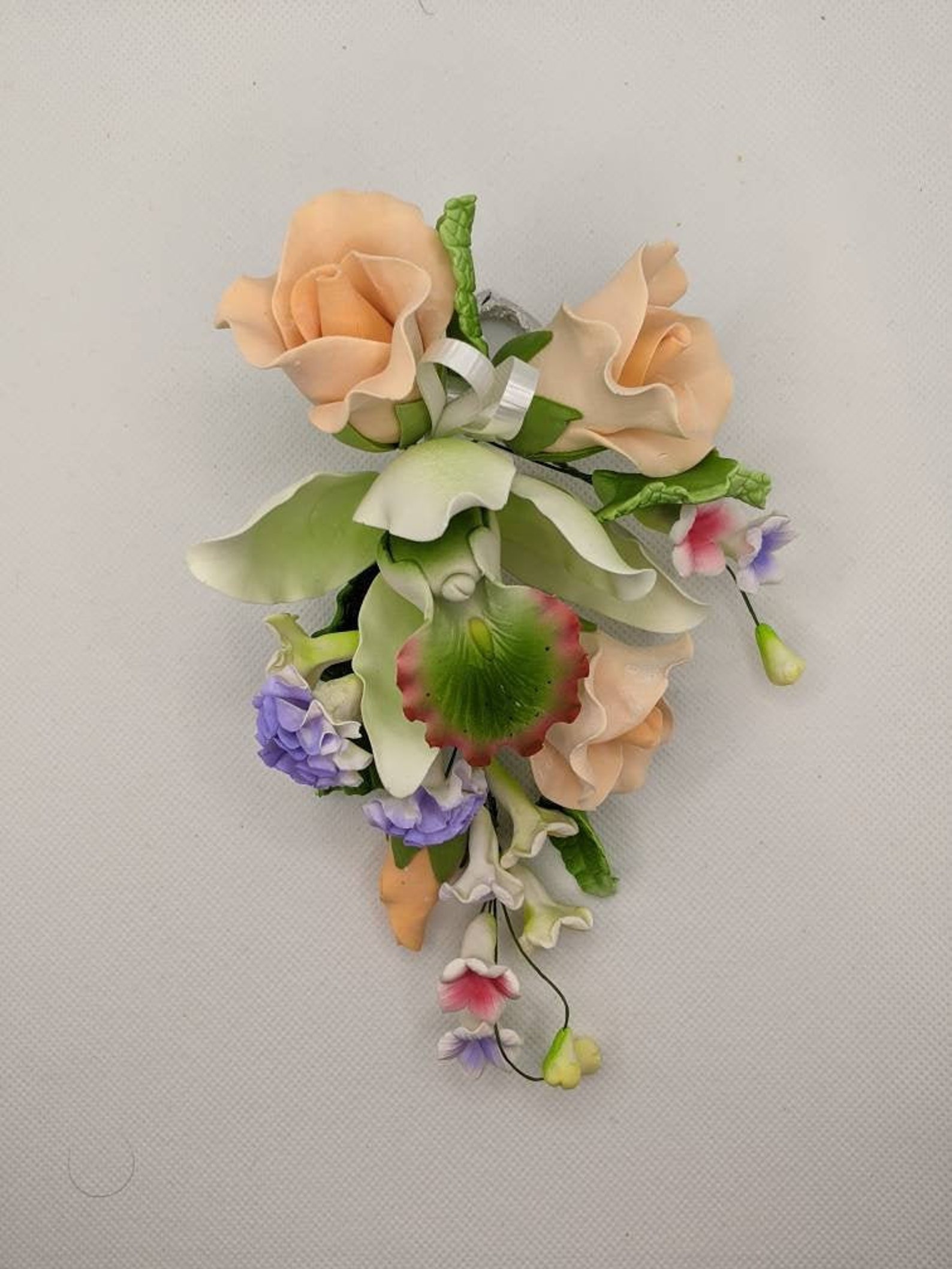 GUM PASTE FLOWER Spray Cake Decoration Cake Peach Roses Etsy