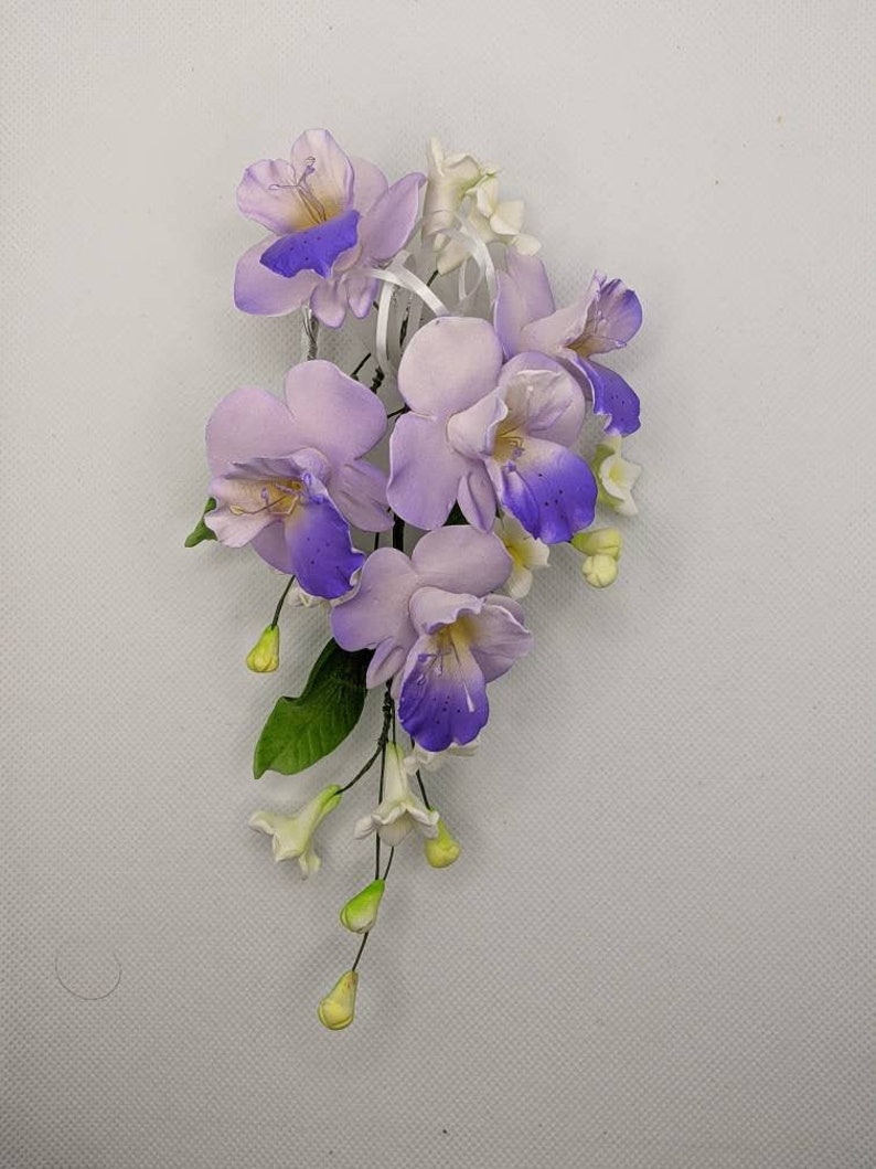 GUM PASTE FLOWER Spray Cake Decoration Cake Purple Orchid Etsy