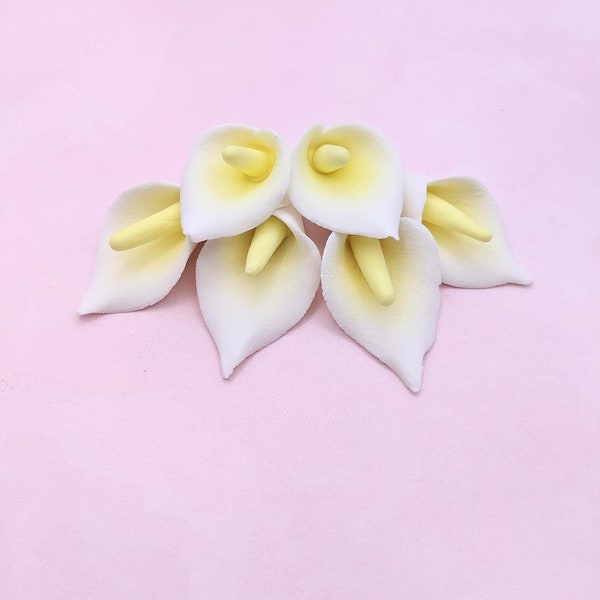 Gum Paste 6 Large,  Medium or Small Unwired WHITE CALLA LILIES, Flowers, Cake, Cupcakes, Cake Decorations, Gum Paste, Cake Deco Supply