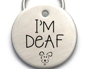 Acrylic Yellow tag I am Deaf or I am Blind engraved on back personalised 