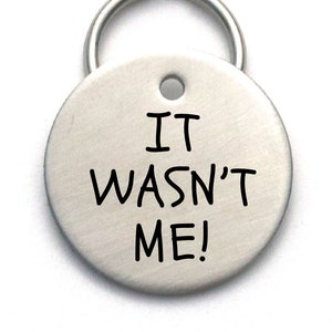 Customized Dog Tag - Metal Pet ID Tag - Hand Stamped Dog or Cat Name Tag - &#39;It Wasn&#39;t Me&quot;