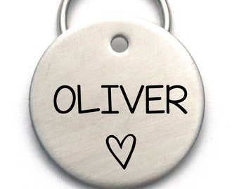 Engraved Dog Tag, Your Pet's Name and a Heart, Stainless Steel