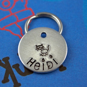 SMALL Cat Tag - Customized Pet Tag - Hand-Stamped Personalized Cat ID Tag