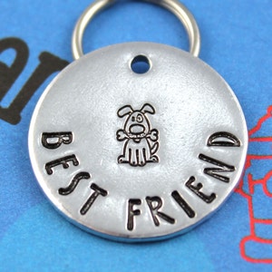 Customized Metal Dog Tag Pet Identification Tag Hand Stamped Custom Dog Name Tag Best Friend image 1