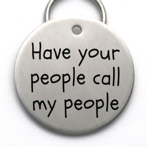 LARGE Dog Tag - Personalized handstamped Pet Tag - Custom Metal Dog Name Tag - Unique Font - Have Your People Call My People