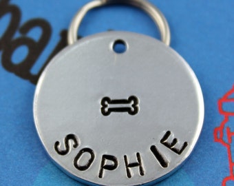 Custom Dog Tag - Metal Pet ID Tag - Hand Stamped Dog Name Tag - Personalized