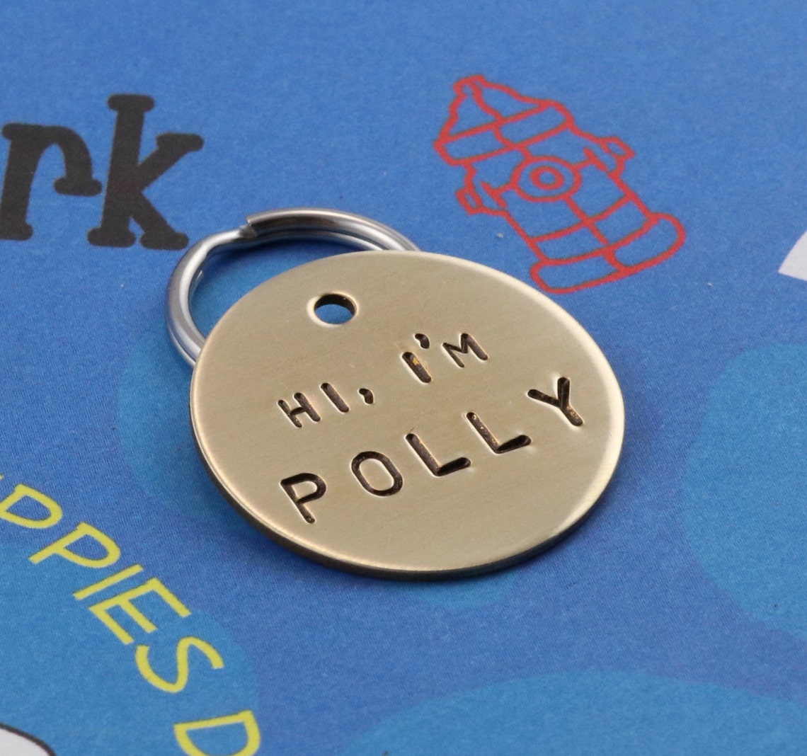 Customized Pet ID Tag Handstamped Metal Dog Name Tag Phone Etsy