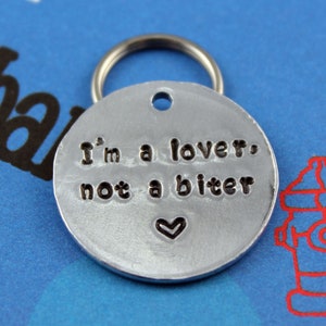 Dog Name Tag - Handstamped Aluminum Pet Tag - Personalized Unique Dog ID Tag - Customized