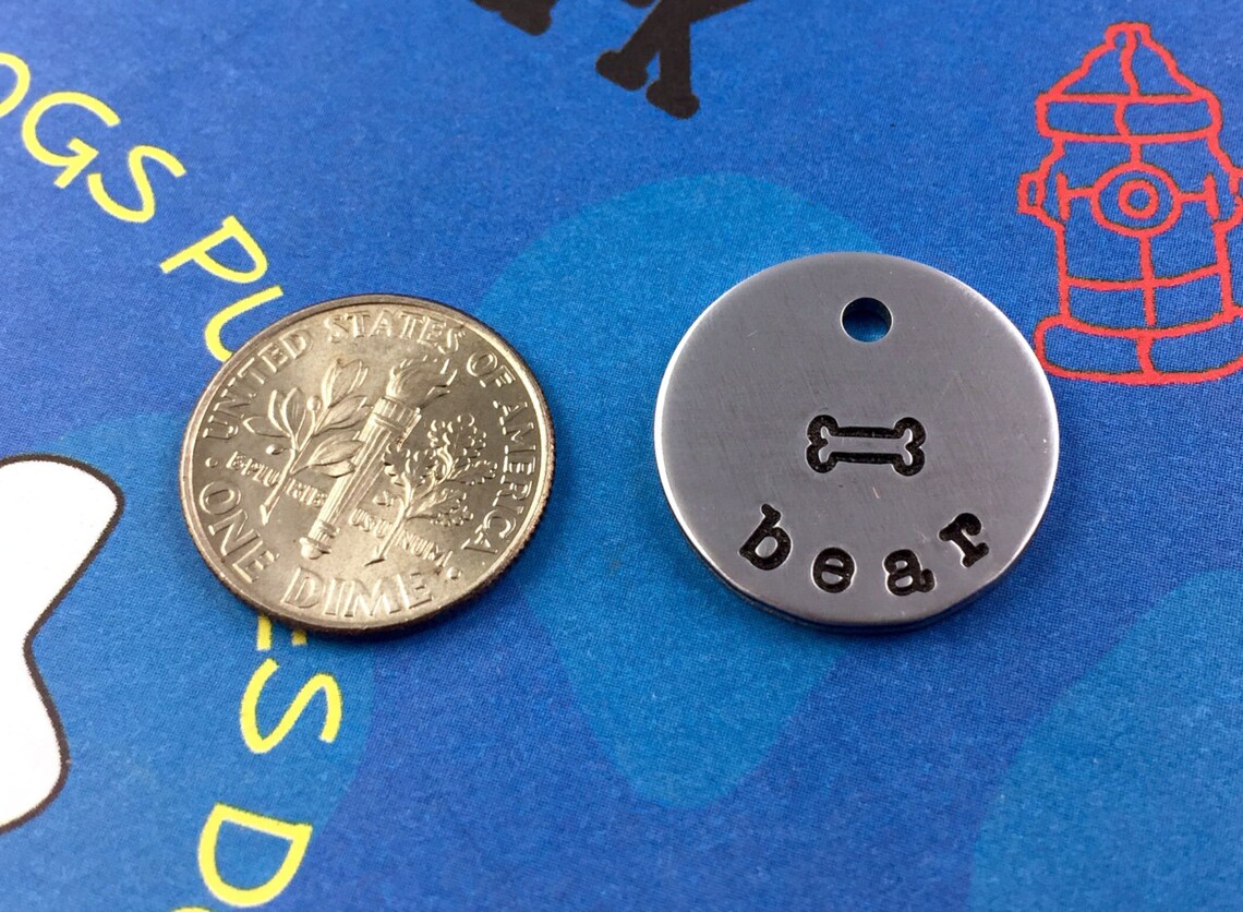 SMALL Dog Tag With Bone Customized Pet Tag Small Dog Name Etsy