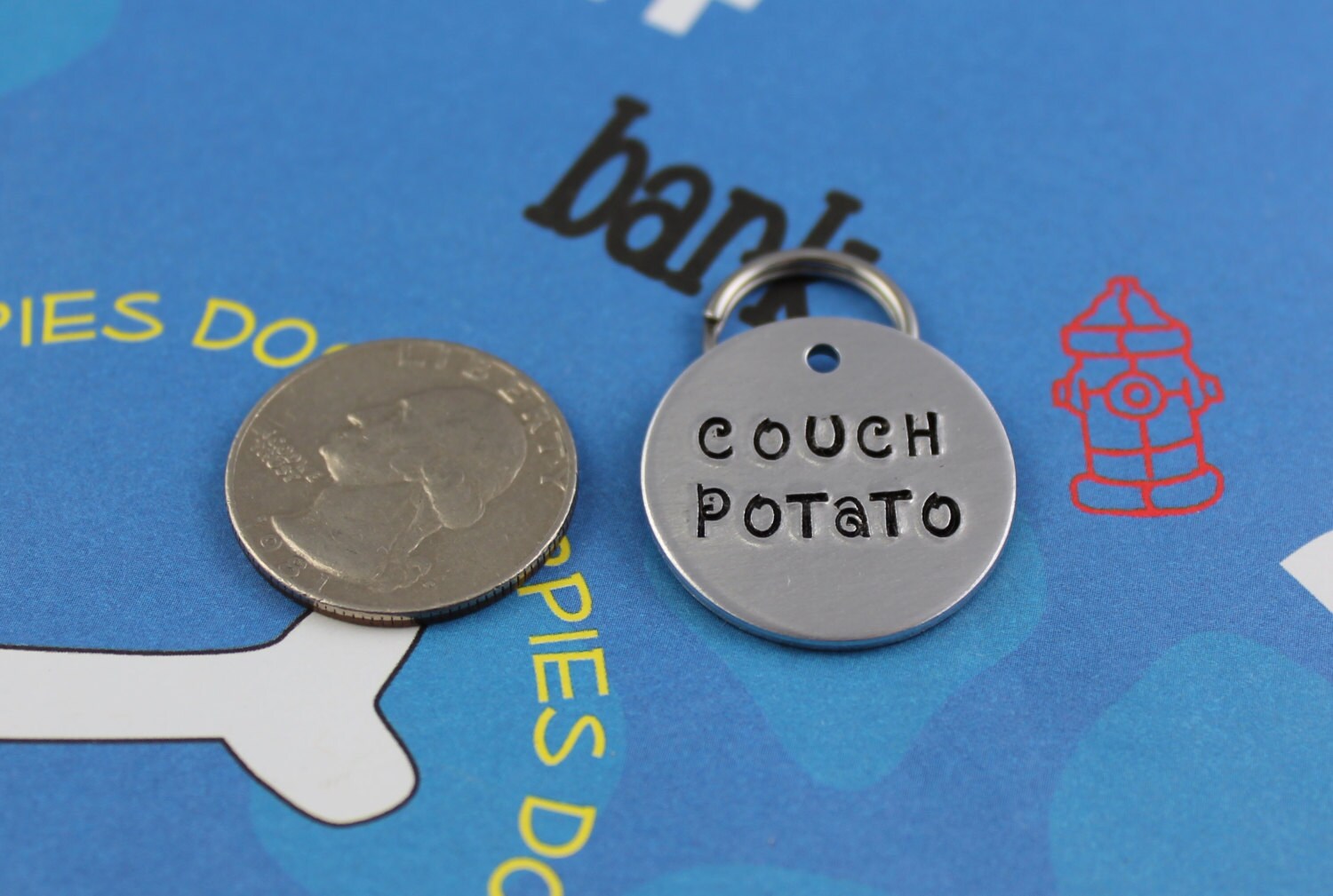 Cute Dog Tag Personalized Unique Pet Name Tag Couch Potato Etsy