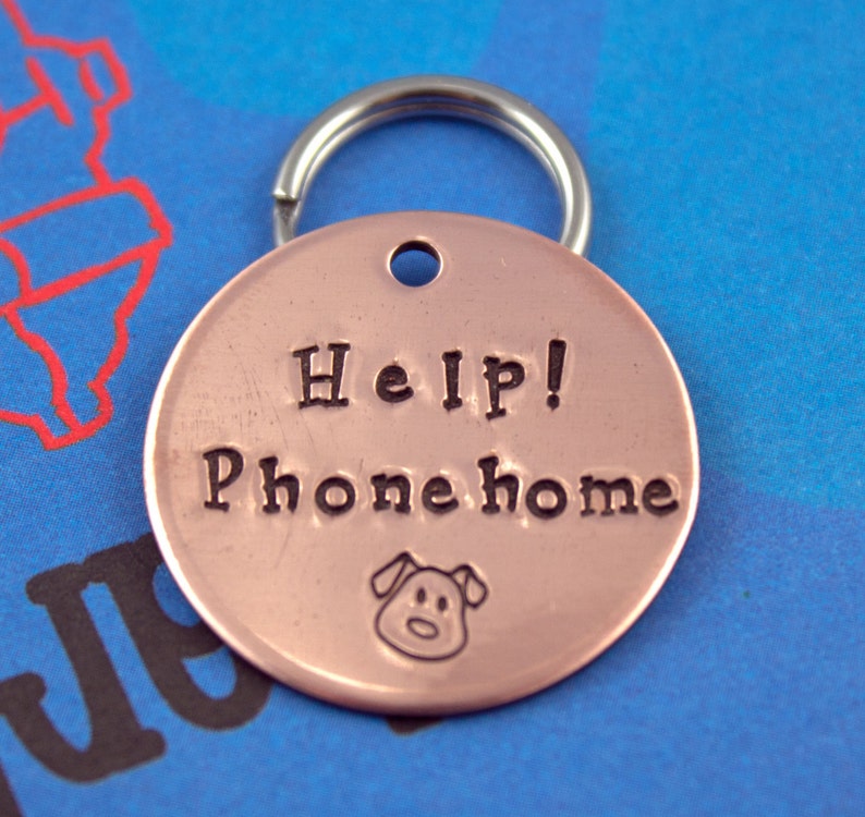 Dog Name Tag Handstamped Pet Tag Customized Phone Home Etsy