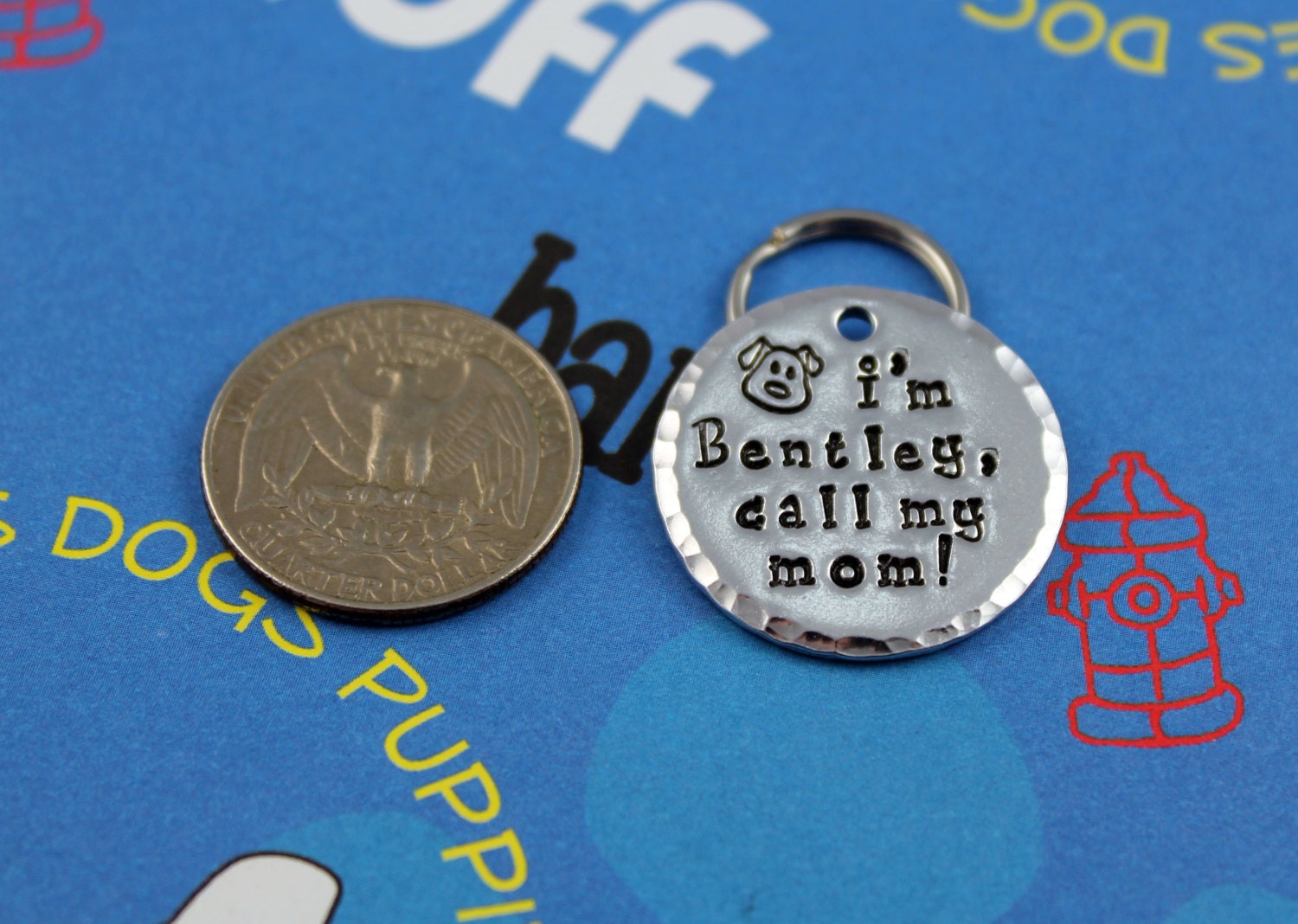 Handstamped Aluminum Pet ID Tag Personalized Unique Dog Name Etsy