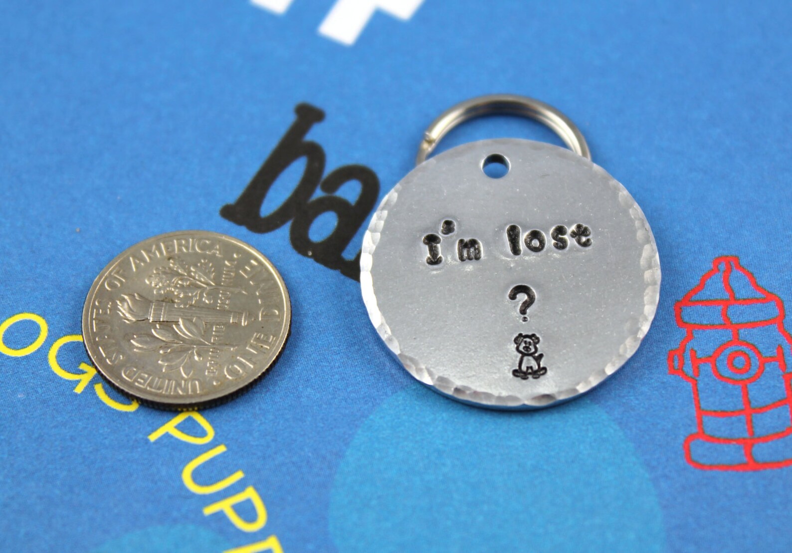 Dog Name Tag Handstamped Aluminum Pet ID Tag Customized Etsy
