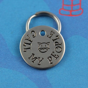 SMALL Cute Cat Tag Customized Unique Cat ID Tag Cool Small Pet Tag Call My People Phone Number on Back image 1