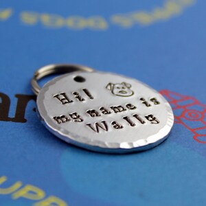 Handstamped Aluminum Pet ID Tag Personalized Dog Name Tag Custom Other Metals Available image 2