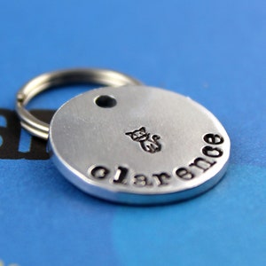 SMALL Cat Tag Aluminum Customized Pet Tag Hand-Stamped Personalized Cat ID Tag Other Metals Available image 2