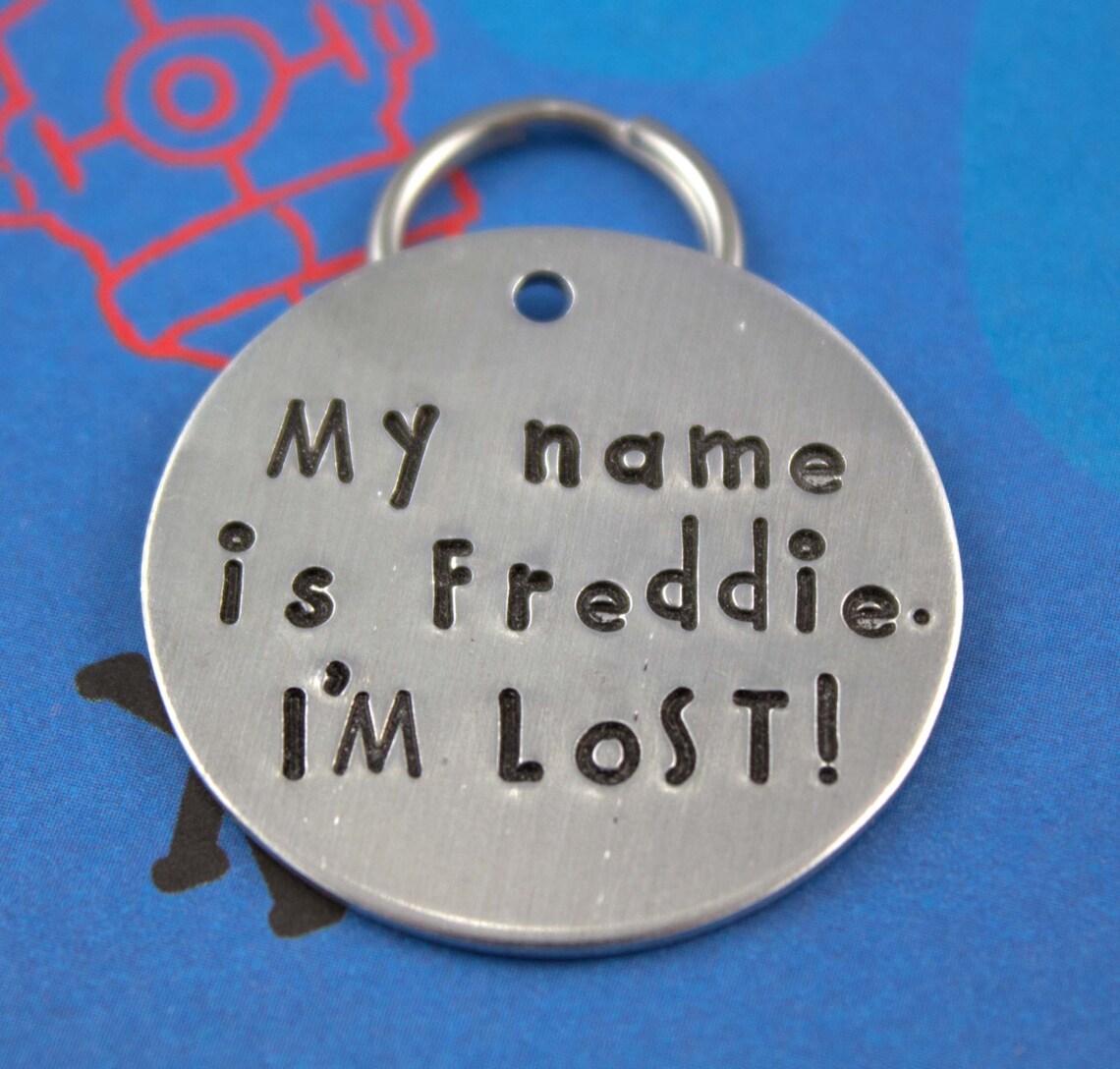 LARGE Customized Dog Tag Unique Pet Tag Handstamped Etsy