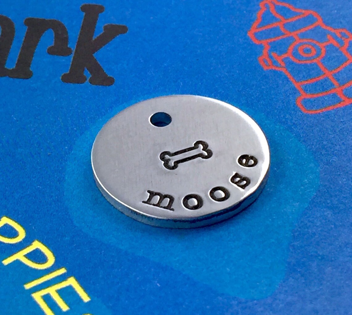 SMALL Dog Tag With Bone Customized Pet Tag Small Dog Name Etsy