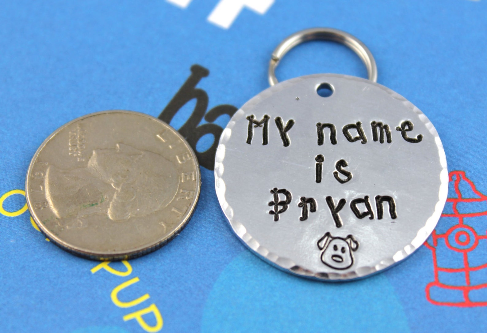 LARGE Dog Tag Personalized Handstamped Pet Tag Custom Etsy