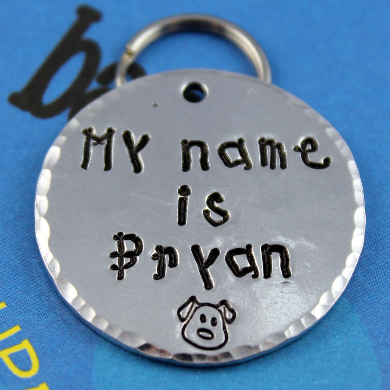 LARGE Dog Tag Personalized Handstamped Pet Tag Custom Etsy